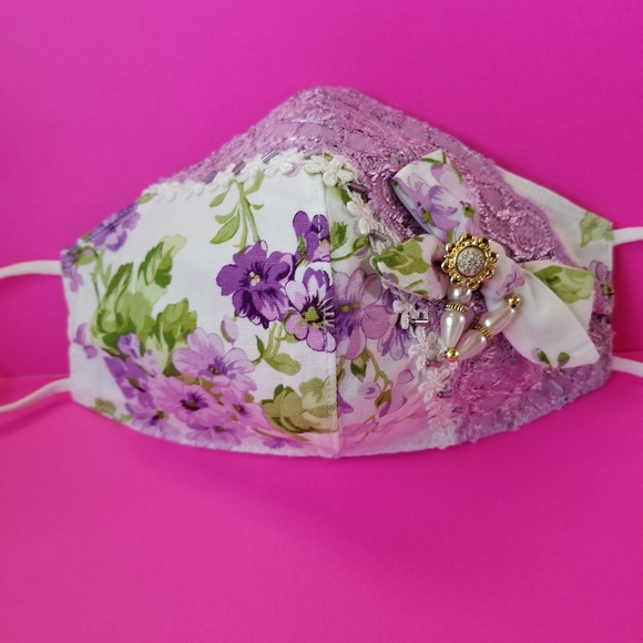 handmade by me Accessories - Purple flower cloth mask